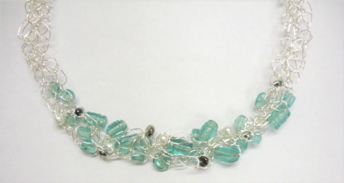 Judy Larson's Wire Crocheted Necklace - , Contemporary Wire Jewelry, Crocheting, Move each of the beads 